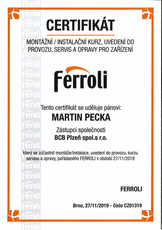 Certifikt Ferroli